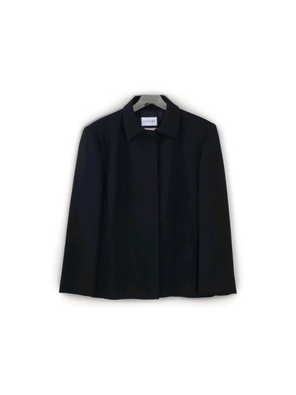 Giorgia Netti Collection Italy Black Wool Blend Snap Front Blazer Jacket Sz 14 /